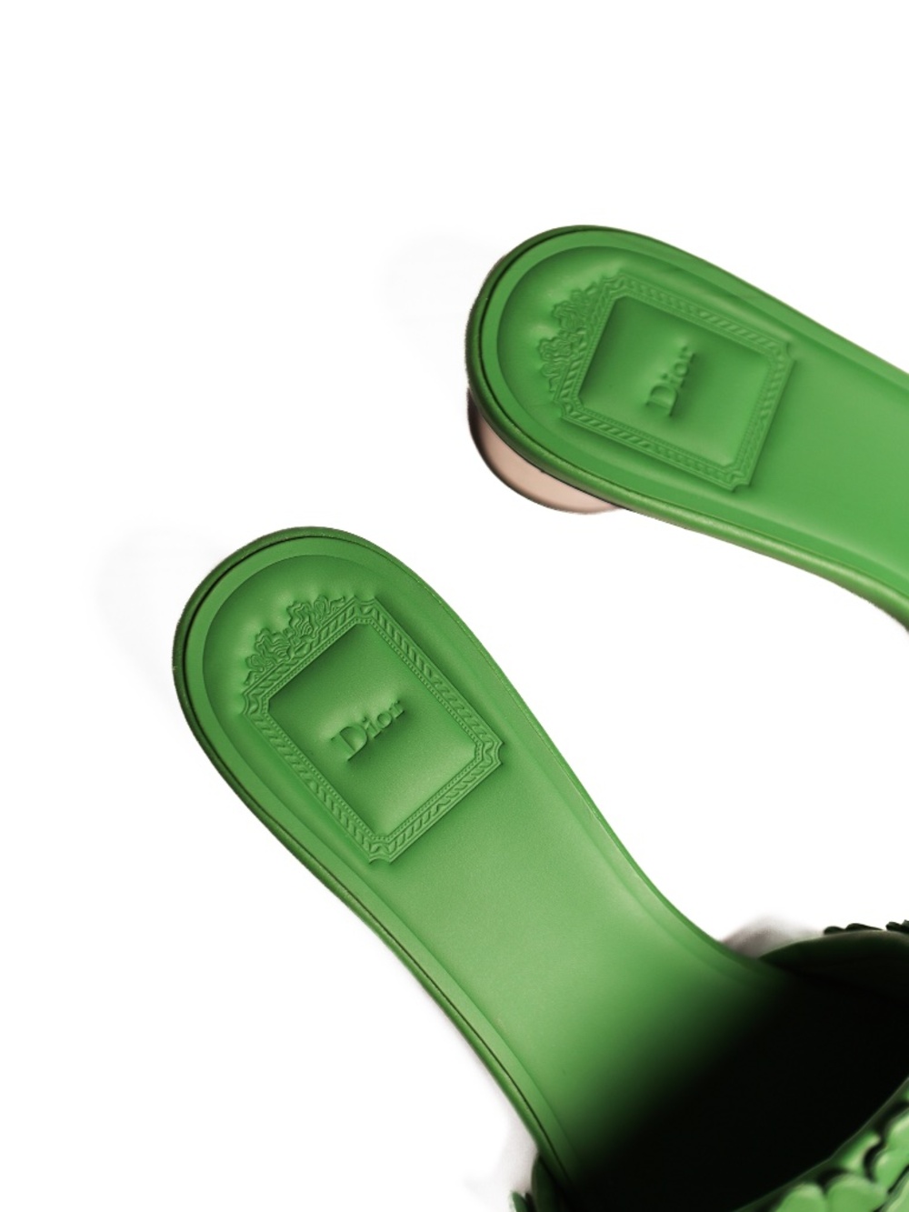 Dior Bloom Heeled Slide Green Dior Clover Embroidered Lambskin 37.5 - Picture 4 of 8